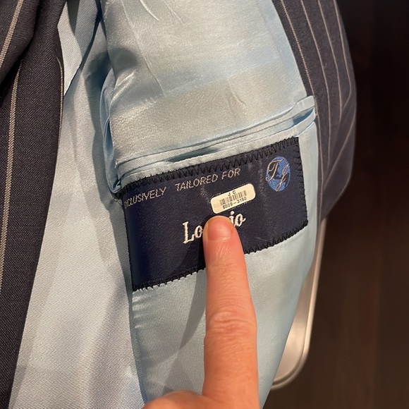 Custom Navy Pinstripe Tom James Suit 44 Jacket / 34 Pant - Picture 8 of 12